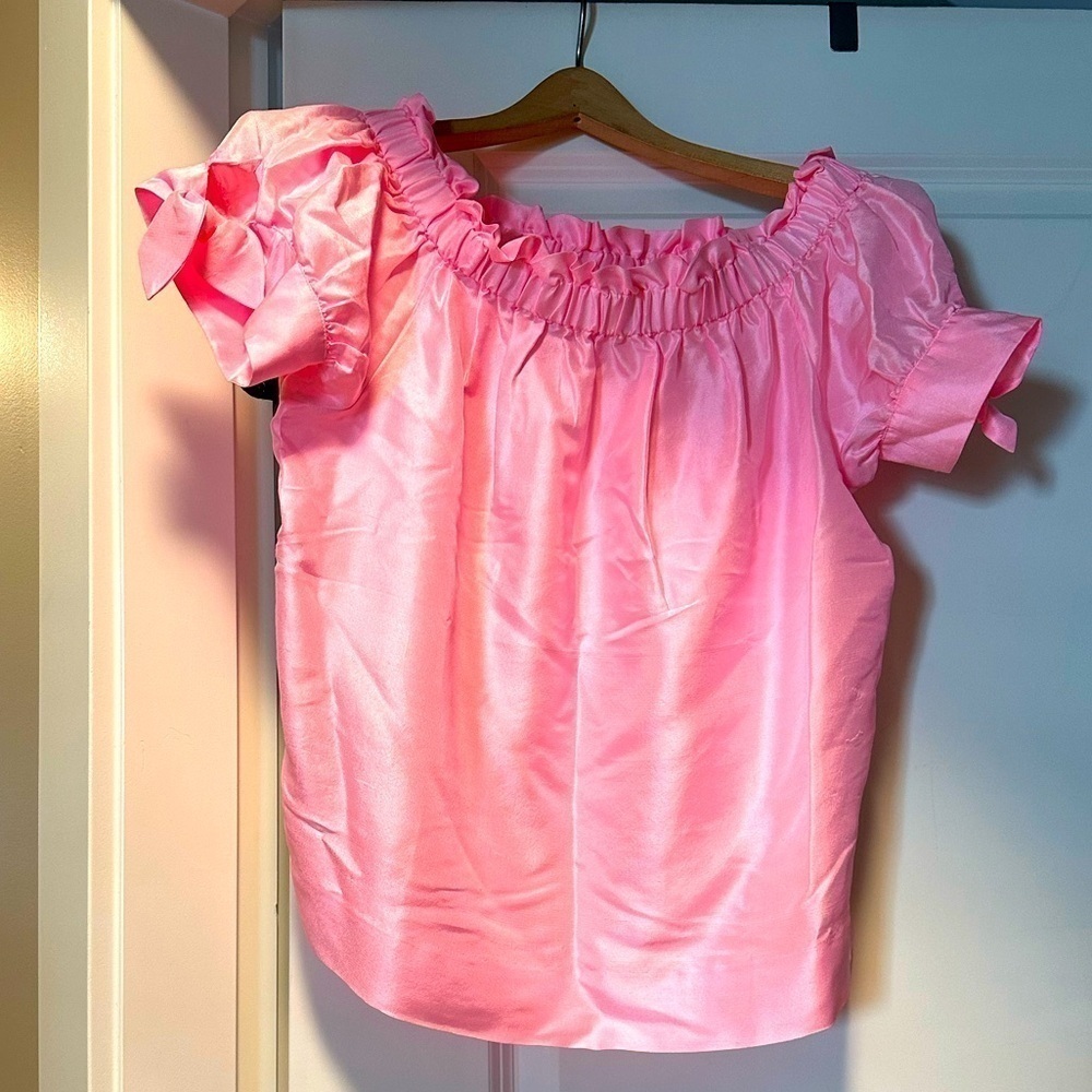 JCREW Barbie pink off the shoulder top